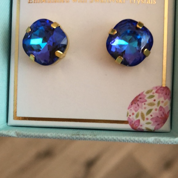 Burgundy Crystal Earrings - Picture 6 of 13